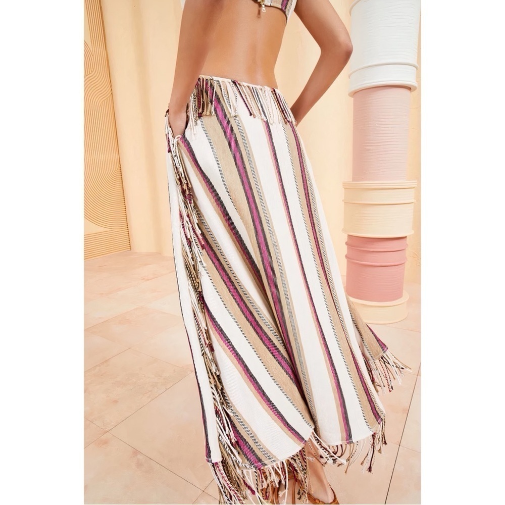 Ulla Johnson Maxi Linen Cut-Out Caterina Striped Dress - Picture 6 of 7